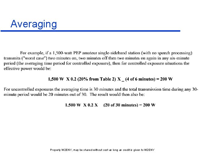 Averaging Property W 2 ENY, may be shared without cost as long as credit Averaging Property W 2 ENY, may be shared without cost as long as credit