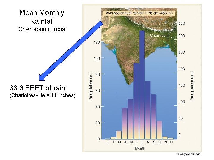 Mean Monthly Rainfall Cherrapunji, India 38. 6 FEET of rain (Charlottesville = 44 inches)