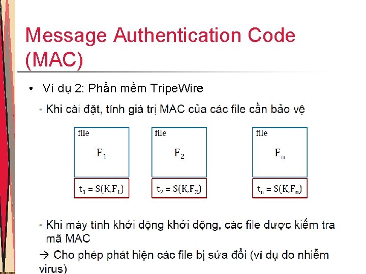 Message Authentication Code (MAC) • Ví dụ 2: Phần mềm Tripe. Wire 27 Message Authentication Code (MAC) • Ví dụ 2: Phần mềm Tripe. Wire 27