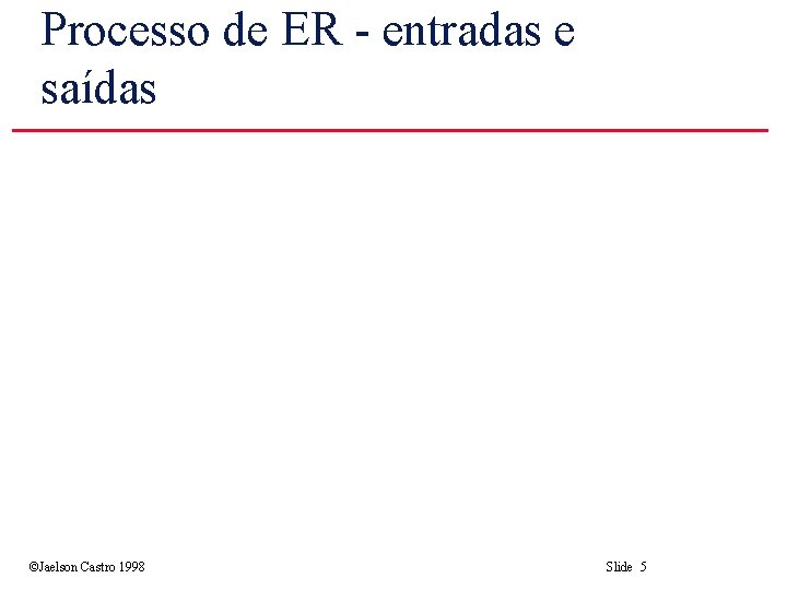 Processo de ER - entradas e saídas ©Jaelson Castro 1998 Slide 5 