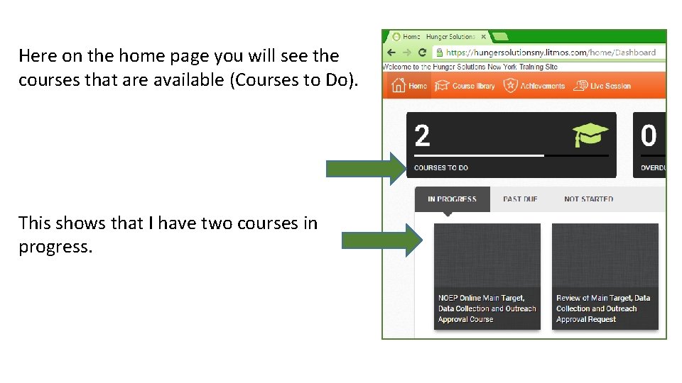 Here on the home page you will see the courses that are available (Courses