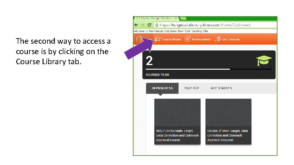 The second way to access a course is by clicking on the Course Library
