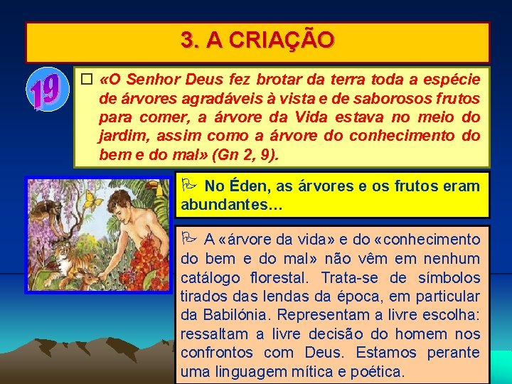 3. A CRIAÇÃO «O Senhor Deus fez brotar da terra toda a espécie de