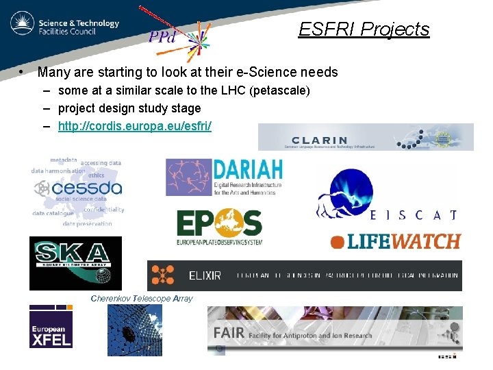 ESFRI Projects • Many are starting to look at their e-Science needs – some