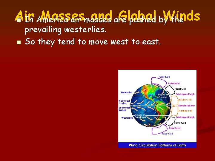 Air Masses and are Global Winds n In America air masses pushed by the Air Masses and are Global Winds n In America air masses pushed by the