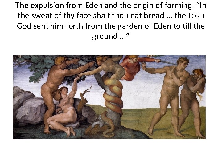 The expulsion from Eden and the origin of farming: “In the sweat of thy The expulsion from Eden and the origin of farming: “In the sweat of thy