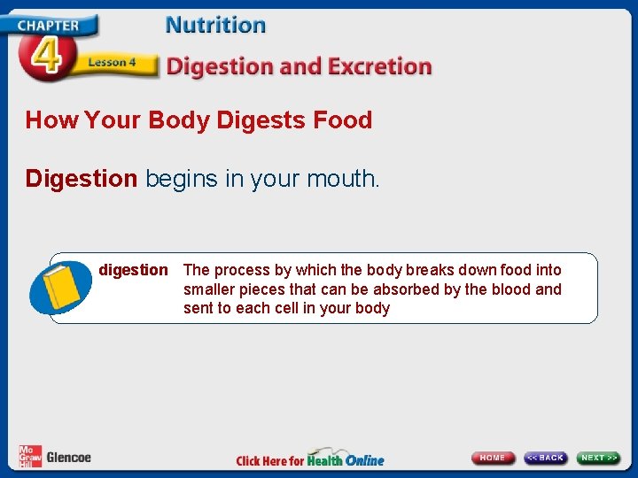 How Your Body Digests Food Digestion begins in your mouth. digestion The process by