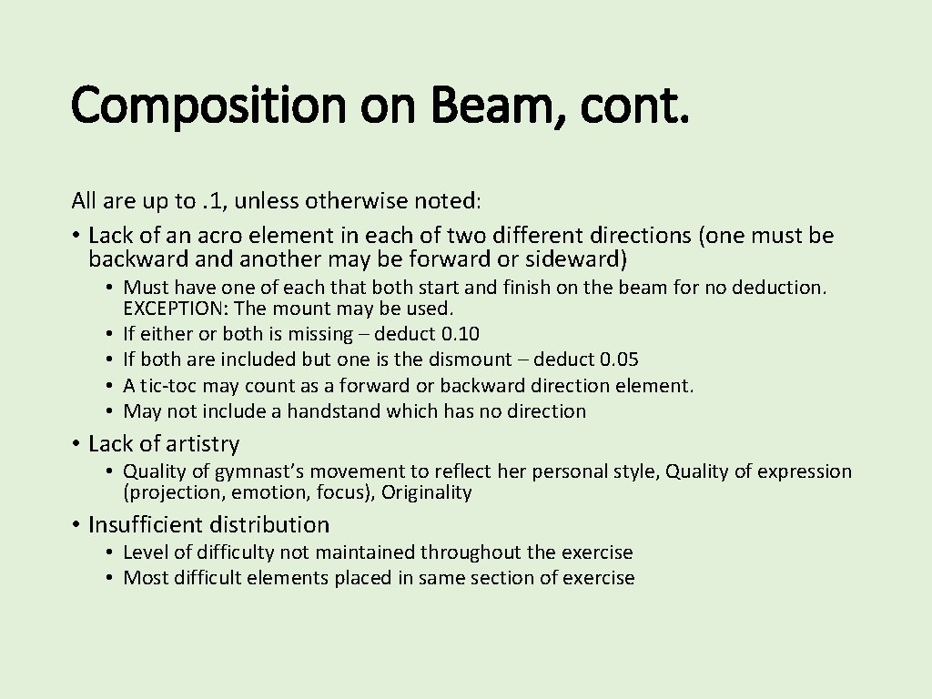 Composition on Beam, cont. All are up to. 1, unless otherwise noted: • Lack