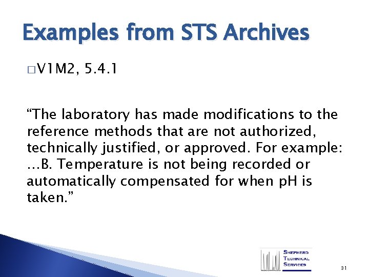 Examples from STS Archives � V 1 M 2, 5. 4. 1 “The laboratory