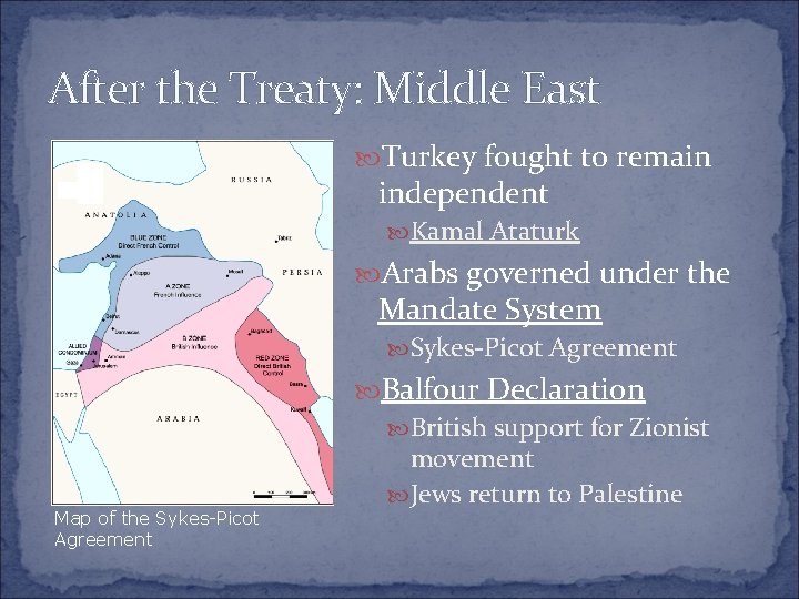 After the Treaty: Middle East Turkey fought to remain independent Kamal Ataturk Arabs governed After the Treaty: Middle East Turkey fought to remain independent Kamal Ataturk Arabs governed