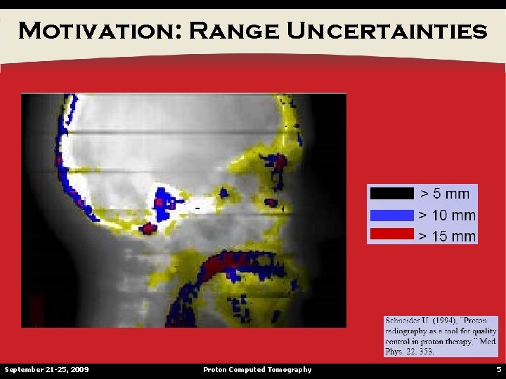 Motivation: Range Uncertainties September 21 -25, 2009 Proton Computed Tomography 5 