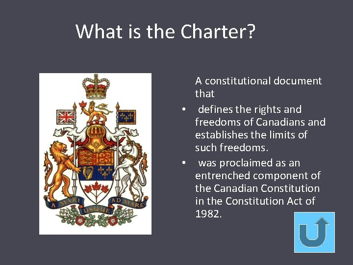What is the Charter? A constitutional document that • defines the rights and freedoms