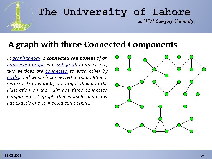 The University of Lahore A “W 4” Category University A graph with three Connected The University of Lahore A “W 4” Category University A graph with three Connected