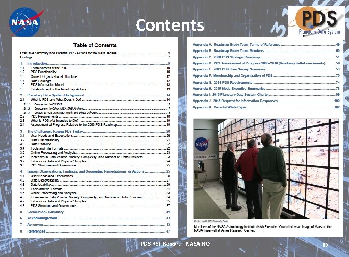 Contents PDS RST Report – NASA HQ 13 