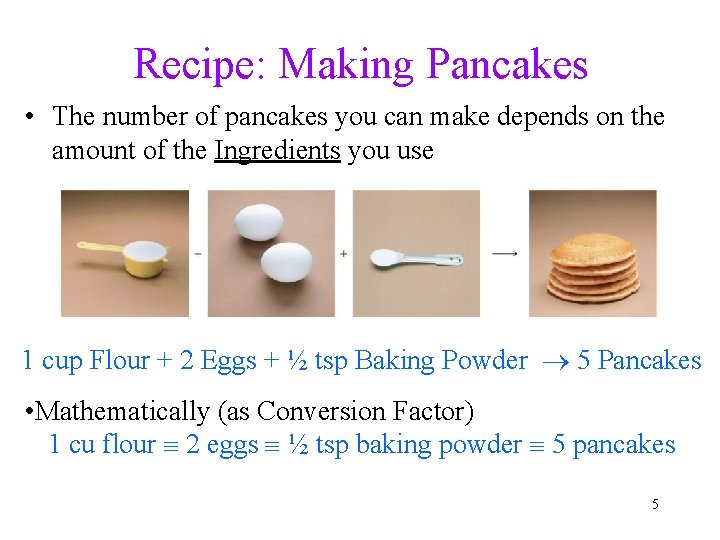 Recipe: Making Pancakes • The number of pancakes you can make depends on the