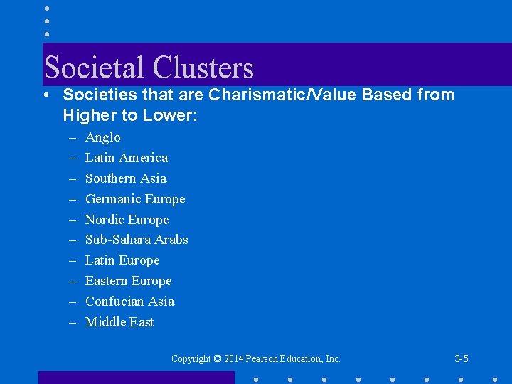 Societal Clusters • Societies that are Charismatic/Value Based from Higher to Lower: – –