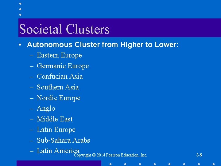 Societal Clusters • Autonomous Cluster from Higher to Lower: – Eastern Europe – Germanic