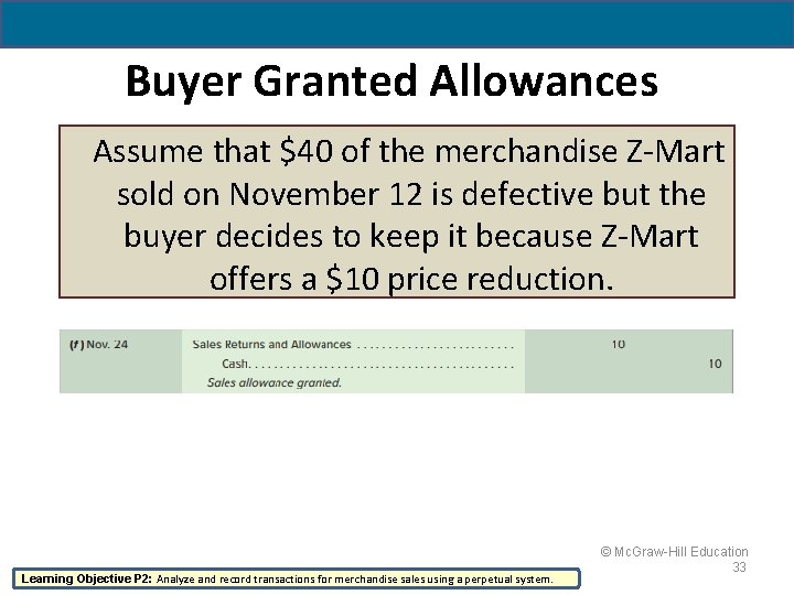 Buyer Granted Allowances Assume that $40 of the merchandise Z-Mart sold on November 12 Buyer Granted Allowances Assume that $40 of the merchandise Z-Mart sold on November 12