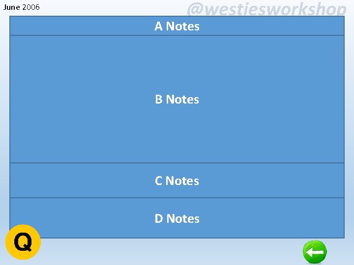 June 2006 @westiesworkshop A Notes B Notes C Notes D Notes 