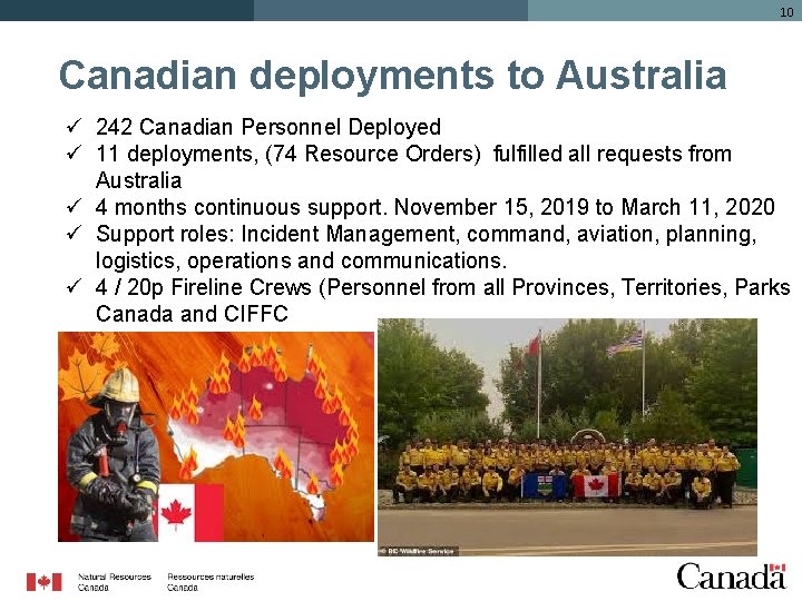 10 Canadian deployments to Australia ü 242 Canadian Personnel Deployed ü 11 deployments, (74
