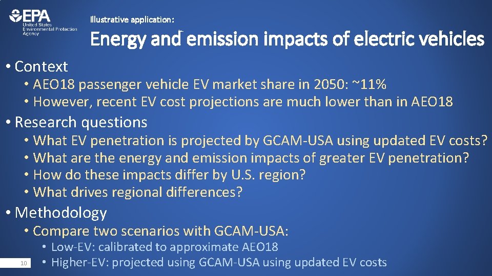 Illustrative application: Energy and emission impacts of electric vehicles • Context • AEO 18