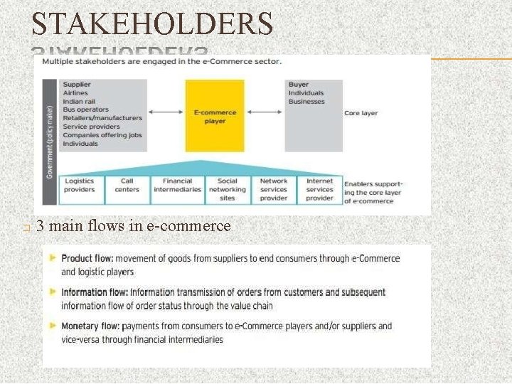 STAKEHOLDERS � 3 main flows in e-commerce 