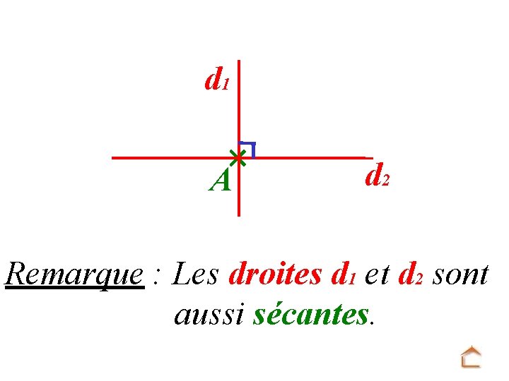 d 1 A d 2 Remarque : Les droites d 1 et d 2