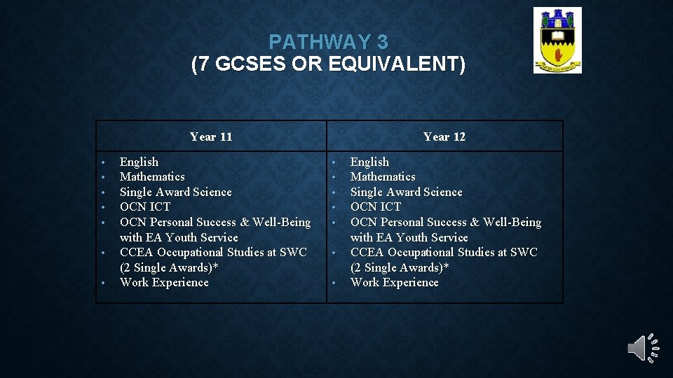 PATHWAY 3 (7 GCSES OR EQUIVALENT) Year 11 • • English Mathematics Single Award