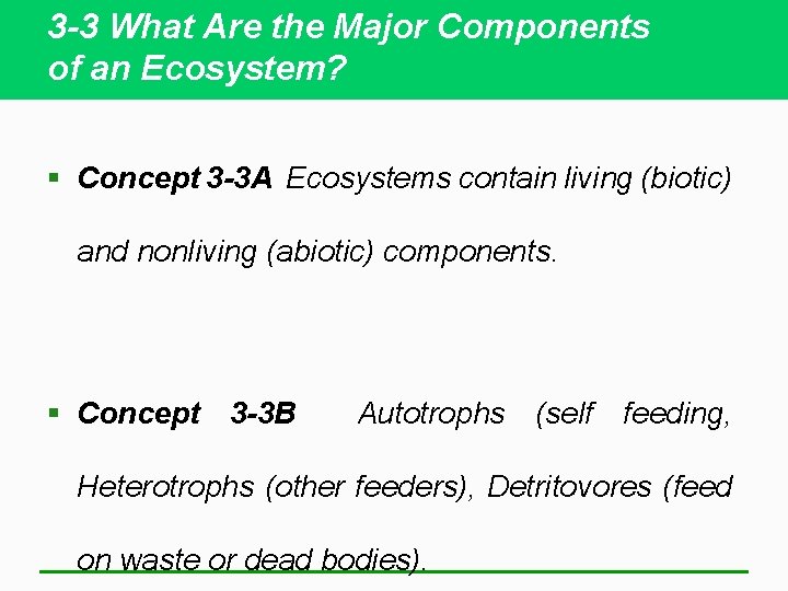 3 -3 What Are the Major Components of an Ecosystem? § Concept 3 -3