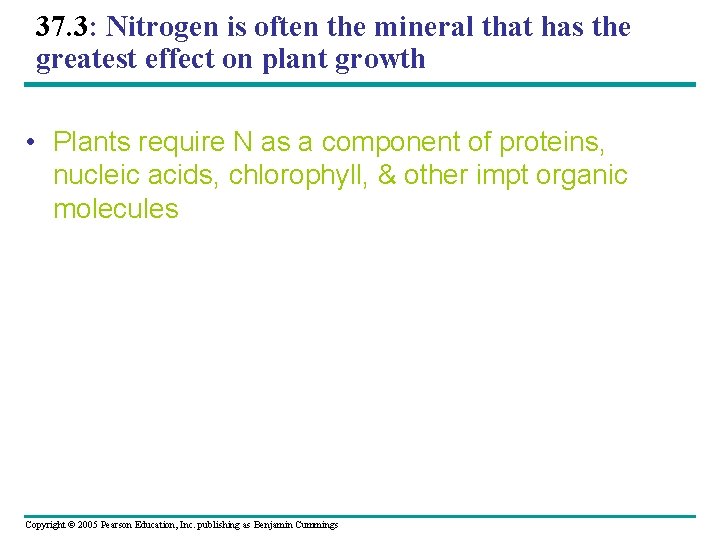 37. 3: Nitrogen is often the mineral that has the greatest effect on plant