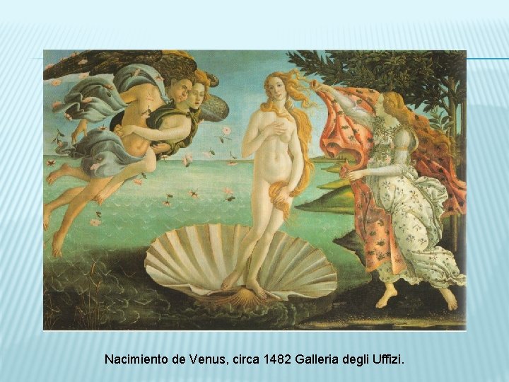 Nacimiento de Venus, circa 1482 Galleria degli Uffizi. 