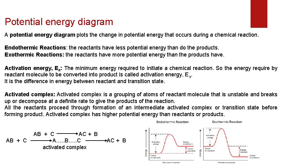 Potential energy diagram A potential energy diagram plots the change in potential energy that Potential energy diagram A potential energy diagram plots the change in potential energy that