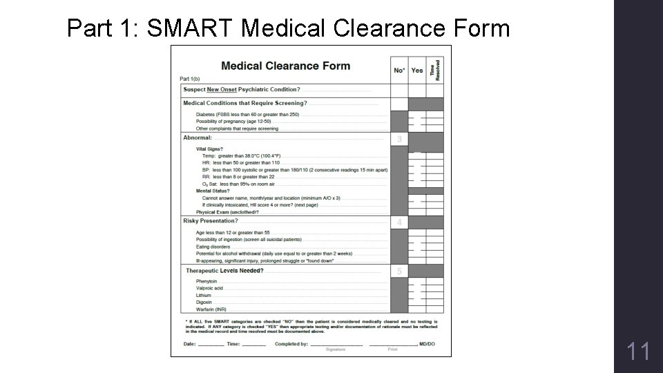 Part 1: SMART Medical Clearance Form 11 