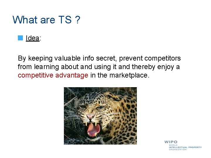 What are TS ? Idea: By keeping valuable info secret, prevent competitors from learning