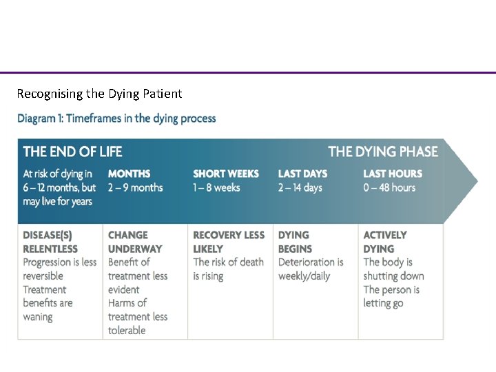 Recognising the Dying Patient Excellence in specialist and community healthcare 