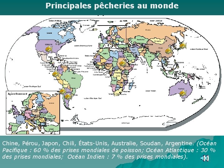 Principales pêcheries au monde Chine, Pérou, Japon, Chili, États-Unis, Australie, Soudan, Argentine. (Océan Pacifique