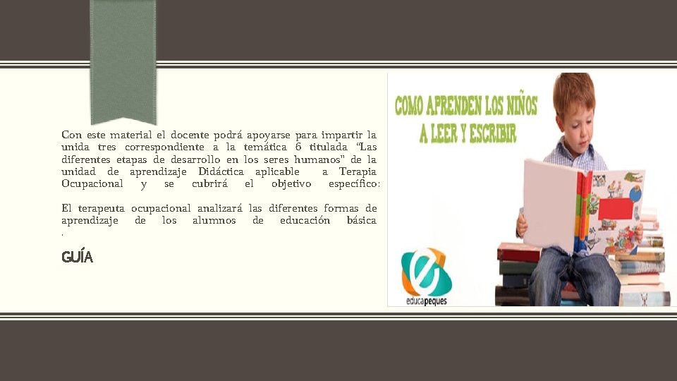 Con este material el docente podrá apoyarse para impartir la unida tres correspondiente a