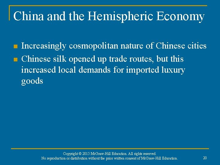 China and the Hemispheric Economy n n Increasingly cosmopolitan nature of Chinese cities Chinese