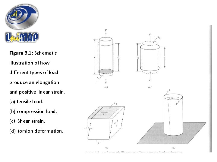 Figure 3. 1: Schematic illustration of how different types of load produce an elongation
