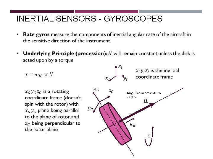 INERTIAL SENSORS - GYROSCOPES Angular momentum vector INERTIAL SENSORS - GYROSCOPES Angular momentum vector