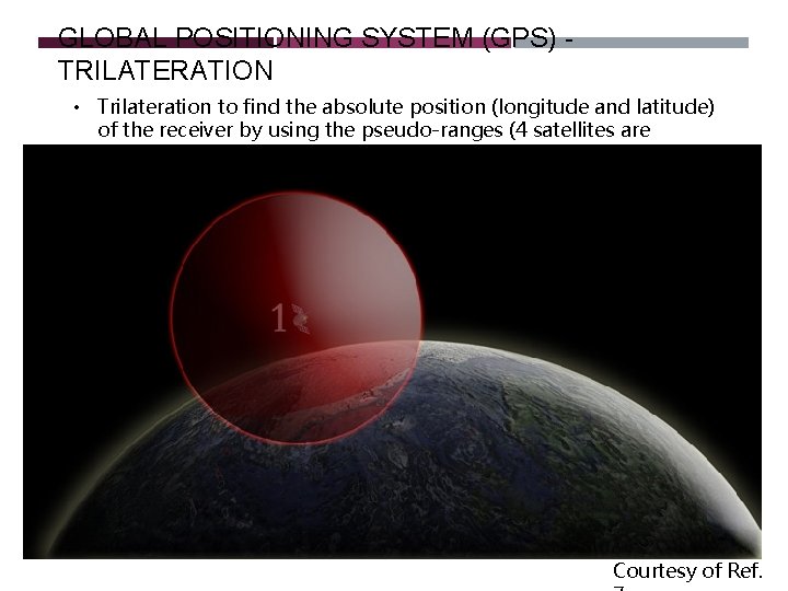 GLOBAL POSITIONING SYSTEM (GPS) TRILATERATION • Trilateration to find the absolute position (longitude and GLOBAL POSITIONING SYSTEM (GPS) TRILATERATION • Trilateration to find the absolute position (longitude and