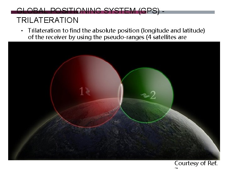 GLOBAL POSITIONING SYSTEM (GPS) TRILATERATION • Trilateration to find the absolute position (longitude and GLOBAL POSITIONING SYSTEM (GPS) TRILATERATION • Trilateration to find the absolute position (longitude and