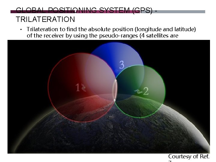 GLOBAL POSITIONING SYSTEM (GPS) TRILATERATION • Trilateration to find the absolute position (longitude and GLOBAL POSITIONING SYSTEM (GPS) TRILATERATION • Trilateration to find the absolute position (longitude and