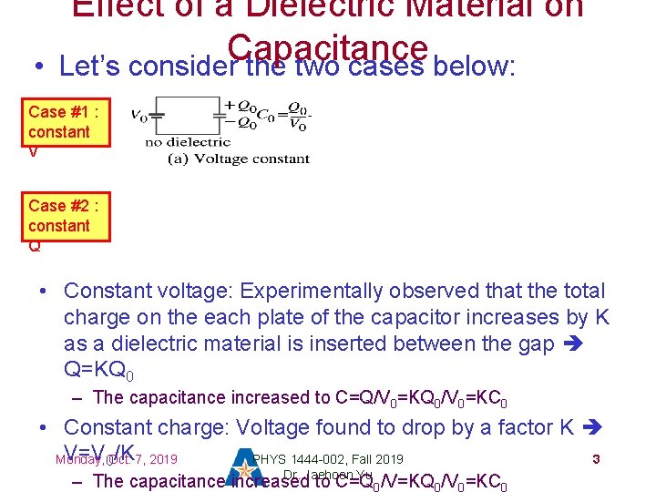 Effect of a Dielectric Material on Capacitance • Let’s consider the two cases below: