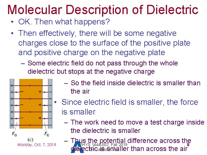 Molecular Description of Dielectric • OK. Then what happens? • Then effectively, there will