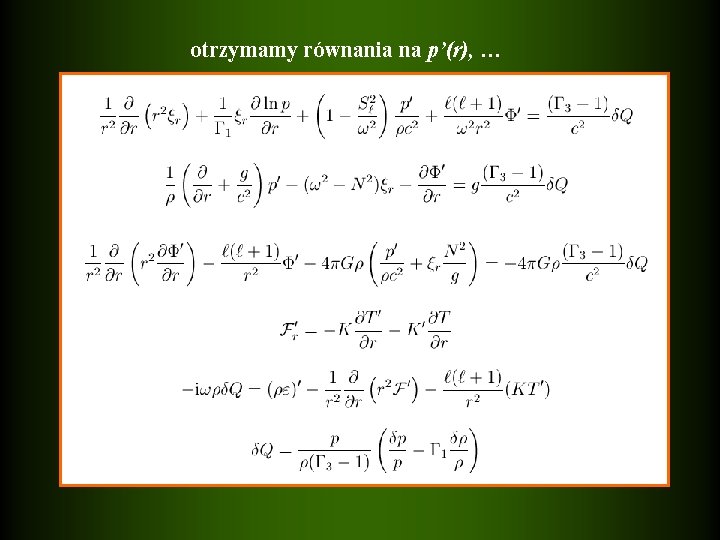 otrzymamy równania na p’(r), … 