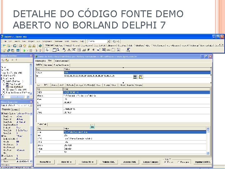 DETALHE DO CÓDIGO FONTE DEMO ABERTO NO BORLAND DELPHI 7 