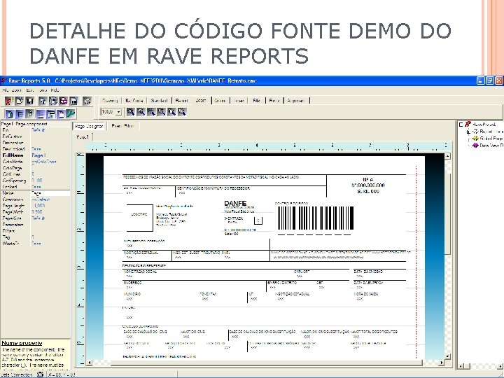 DETALHE DO CÓDIGO FONTE DEMO DO DANFE EM RAVE REPORTS 