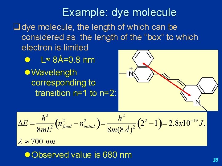 Example: dye molecule q dye molecule, the length of which can be considered as