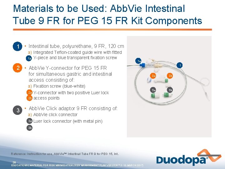 Materials to be Used: Abb. Vie Intestinal Tube 9 FR for PEG 15 FR